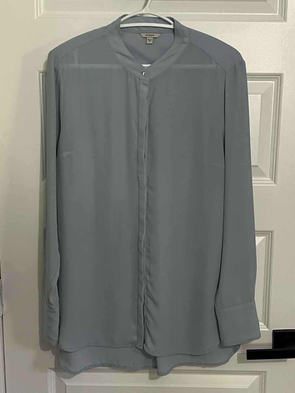 Guess Light Blue Long Sleeve Button-Front Blouse